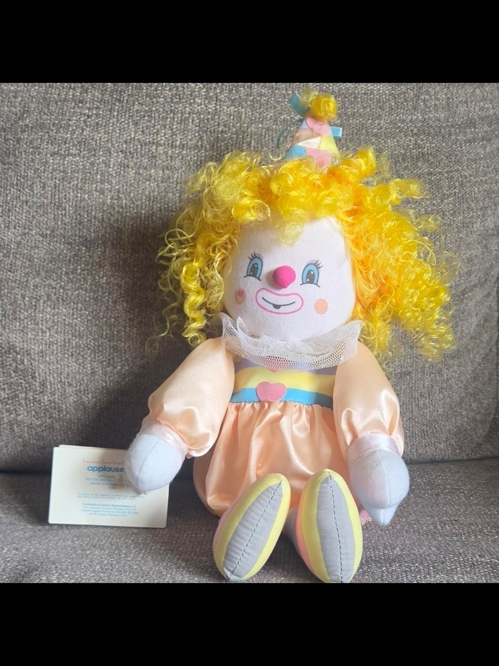 Vintage 1980s Applause Musical Moving Clown Doll Wind-Up The Entertainer Collect